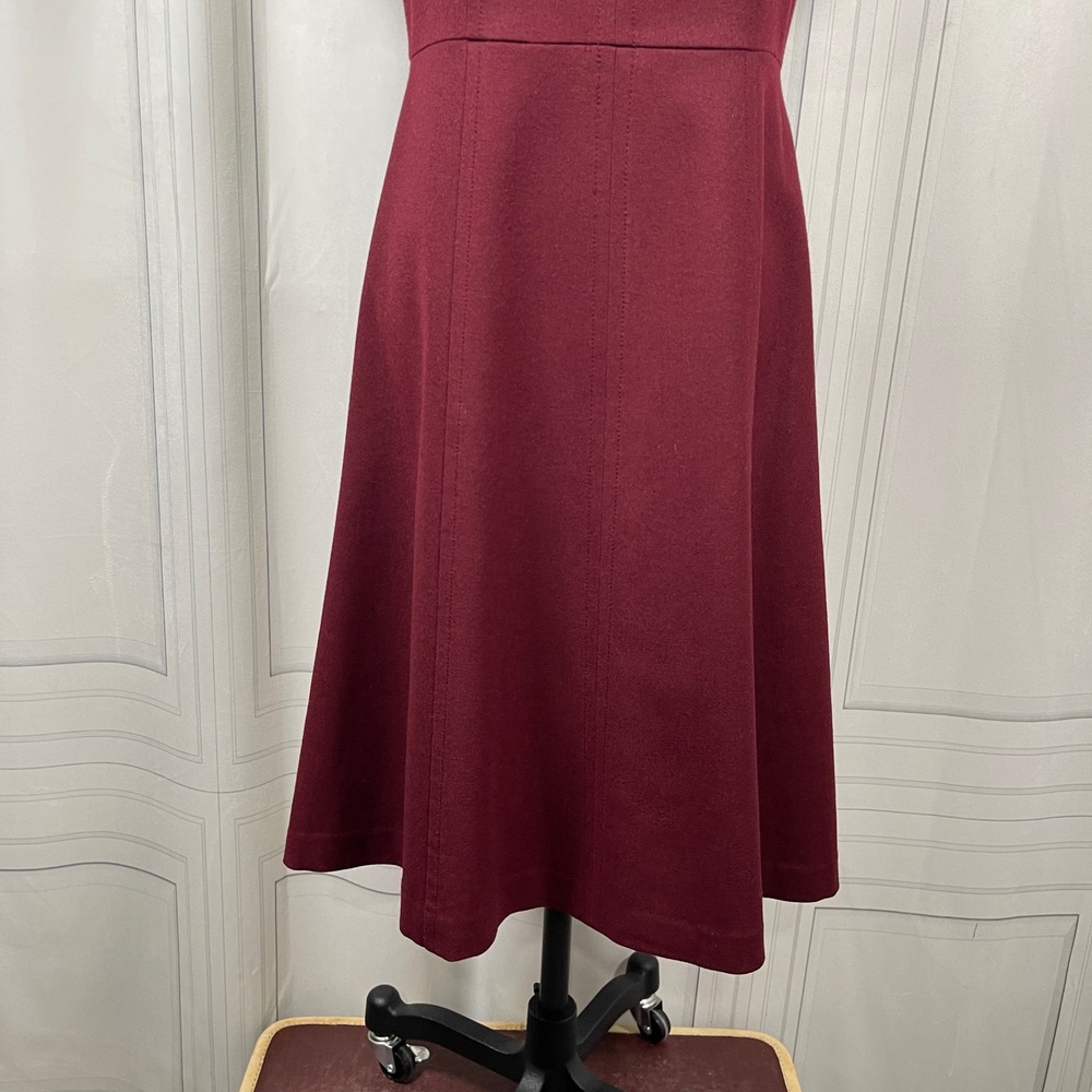 Talbots Burgundy Wool Fit & Flare Dress Size 2 Short‎ Sleeve - Picture 3 of 15